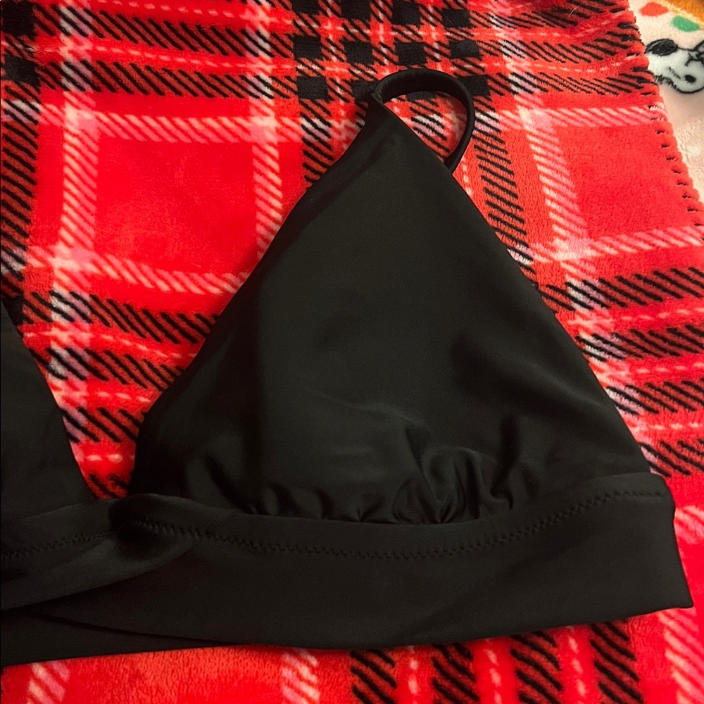 Aerie Black Triangle Basic Solid Black Bikini Swi… - image 2